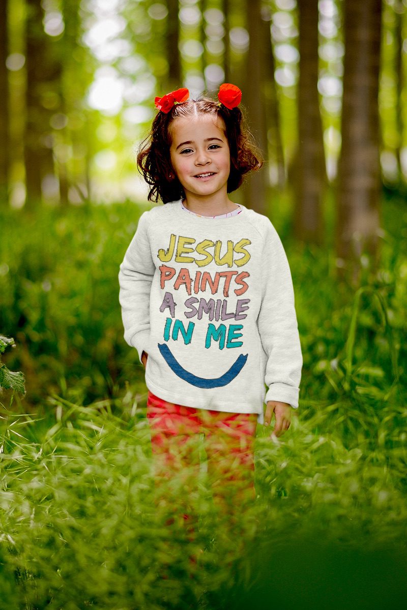 Christliche Kinderkleidung: Pullover - Jesus paints a smile in me von Jesus Shirts